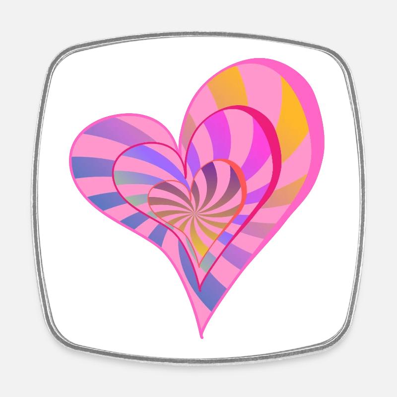 Colorful Layered Heart Aesthetic Design - Square fridge magnet - white