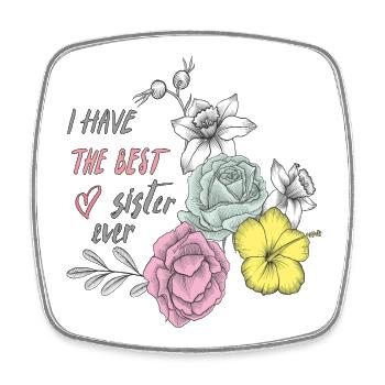 Best Sister Blossoms Heart - Square fridge magnet - white - Front