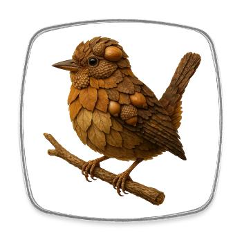 Wren in a natural look - Square fridge magnet - white - Front