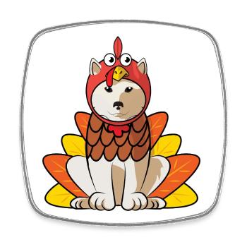 Kishu Inu Thanksgiving Cute Japanese Dog Lover - Square fridge magnet - white - Front
