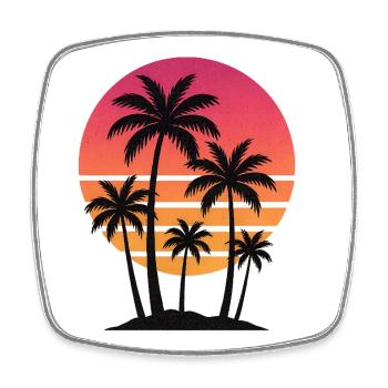 Palmen-Sonnenuntergang - Viereckiger Kühlschrankmagnet - Weiß - Vorne