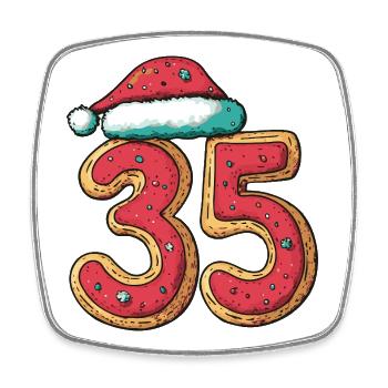 35 Number Cookie Christmas - Square fridge magnet - white - Front