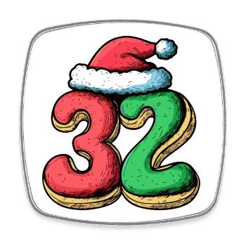 32 Number Biscuit Christmas - Square fridge magnet - white - Front