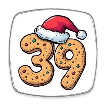 39 Number Cookie Christmas - Square fridge magnet - white - Front