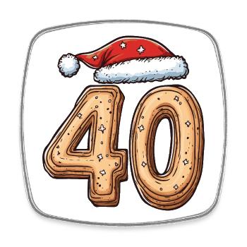 40 Number Biscuit Christmas - Square fridge magnet - white - Front