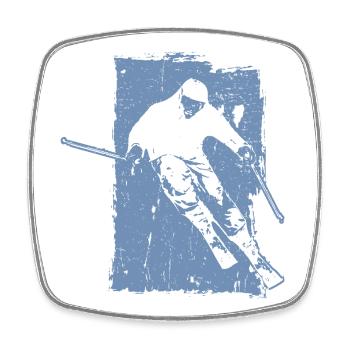 Skieur Sport d’hiver Grunge Design - Magnet carré - blanc - Devant