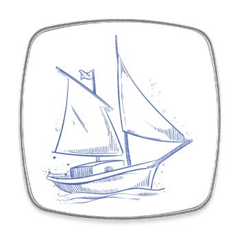 Minimalist Sailboat Sailing Sea Sailor - Square fridge magnet - white - Front