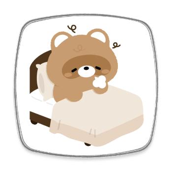 Castor endormi douillet sur lit - Magnet carré - blanc - Devant