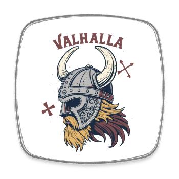 Proud Valhalla Viking Helmet - Square fridge magnet - white - Front