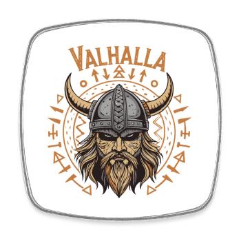 Mächtiger Wikinger mit Walhalla-Helm - Viereckiger Kühlschrankmagnet - Weiß - Vorne