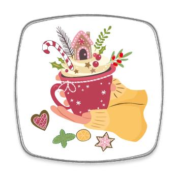  Weihnachtstasse mit Lebkuchenhaus Advent  - Viereckiger Kühlschrankmagnet - Weiß - Vorne
