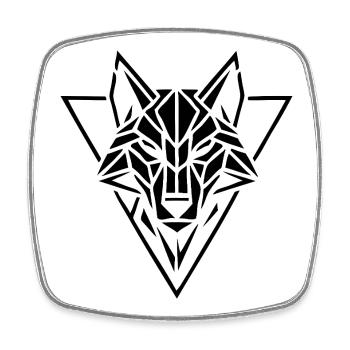 Alpha Spirit Geometric Wolf T-Shirt - Viereckiger Kühlschrankmagnet - Weiß - Vorne