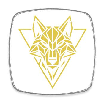 Tête de loup géométrique Or - Magnet carré - blanc - Devant