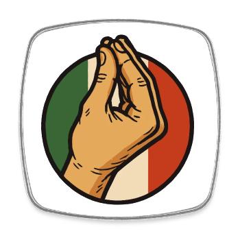 Main italienne – humour, passion et culture 🇮🇹 - Magnet carré - blanc - Devant