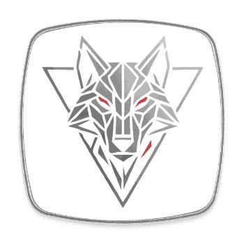 T-shirt loup géométrique Alpha Spirit - Magnet carré - blanc - Devant