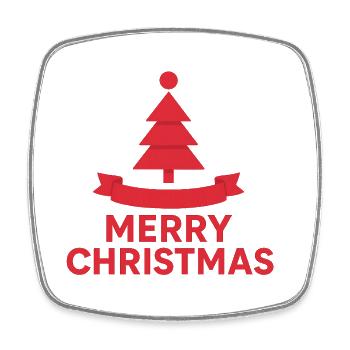 Red Christmas tree with ribbon - Square fridge magnet - white - Front
