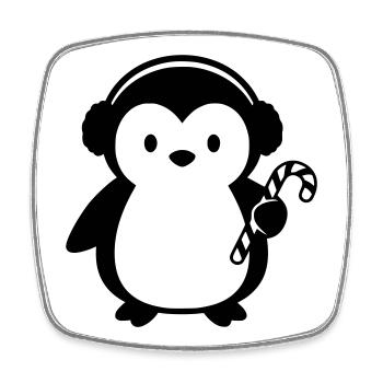 Cute Penguin with Candy Cane | Christmas - Square fridge magnet - white - Front