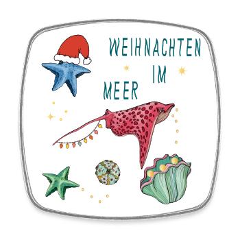 Weihnachten im Meer Unterwasserfest - Viereckiger Kühlschrankmagnet - Weiß - Vorne