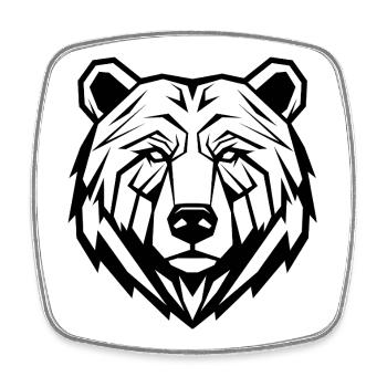 Dessin au trait géométrique de l’ours - Magnet carré - blanc - Devant