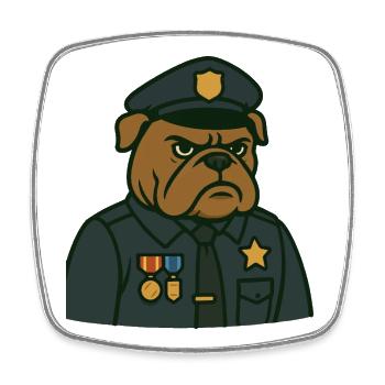 T-shirt insigne d’officier Bulldog - Magnet carré - blanc - Devant