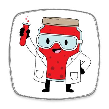 Lab Hero Jam Bottle Cartoon - Square fridge magnet - white - Front