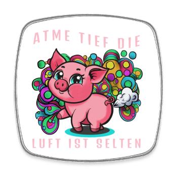 Pink Pig with Colorful Balloons (Furtz) - Square fridge magnet - white - Front
