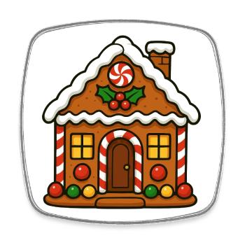 Maison en pain d’épices avec motif canne à sucre - Magnet carré - blanc - Devant