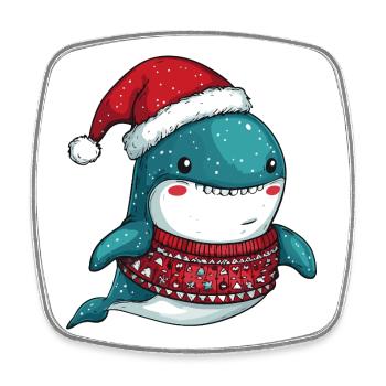 Whale Christmas - Square fridge magnet - white - Front