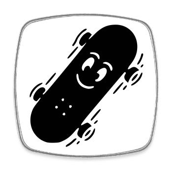Planche à roulettes qui rit | Dessin animé de patineur drôle - Magnet carré - blanc - Devant