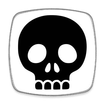 Totenkopf Vektor | Minimalistisches Schädel Symbol - Viereckiger Kühlschrankmagnet - Weiß - Vorne