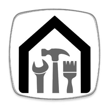 Home & Craft – Hammer, Wrench, Brush - Square fridge magnet - white - Front
