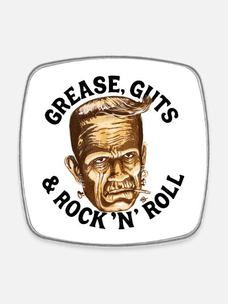 Gomina, guts & Rock... - Square fridge magnet - white