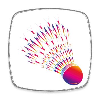 Badminton coloré – motif de badminton dynamique - Magnet carré - blanc - Devant