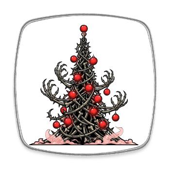 Creepy Skeleton Christmas Tree Horror Christmas - Square fridge magnet - white - Front