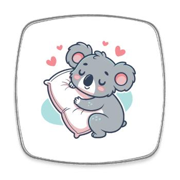 Koala Kuschel- und Herzkissen - Viereckiger Kühlschrankmagnet - Weiß - Vorne