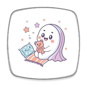 Kawaii Ghost Starry Night - Square fridge magnet - white - Front