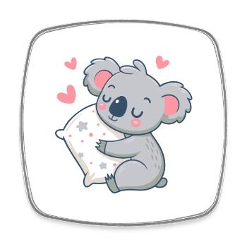 Cuddly Koala and Starry Pillow - Square fridge magnet - white - Front