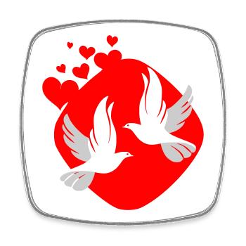 Taube der Liebe auf rotem Hintergrund - Viereckiger Kühlschrankmagnet - Weiß - Vorne