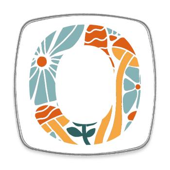 Letter o groovy flowers gift idea - Square fridge magnet - white - Front