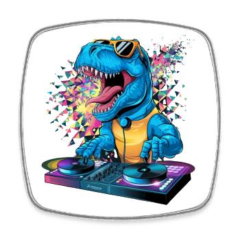 Dino DJ - Square fridge magnet - white - Front