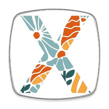 Letter x groovy flowers Geschenkidee - Viereckiger Kühlschrankmagnet - Weiß - Vorne