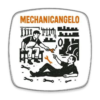 Mechanicangelo Shirt for Car Mechanics and Artists - Square fridge magnet - white - Front