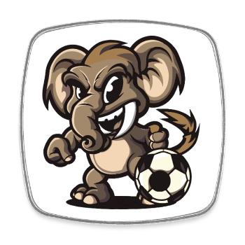éléphant football football bande dessinée - Magnet carré - blanc - Devant