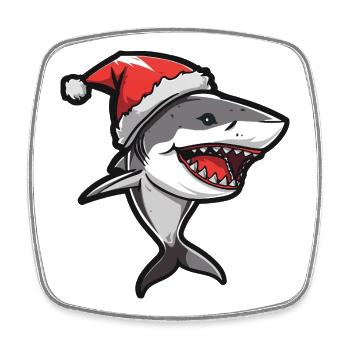 Noël requin - Magnet carré - blanc - Devant