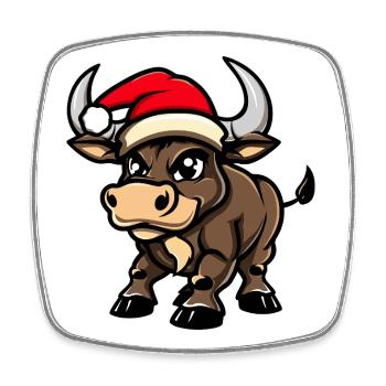Stier Weihnachten - Viereckiger Kühlschrankmagnet - Weiß - Vorne
