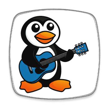 Lustiger Pinguin mit Gitarre Cartoon Musiker - Viereckiger Kühlschrankmagnet - Weiß - Vorne