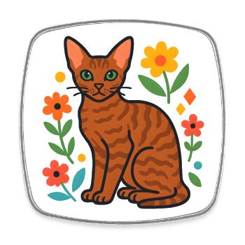 Devon Rex's cat in flower parade - Square fridge magnet - white - Front