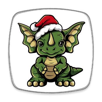 Dinosaure tricératops Noël - Magnet carré - blanc - Devant