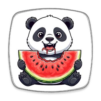 Süßer Panda Cartoon Wassermelone Sommer Obst - Viereckiger Kühlschrankmagnet - Weiß - Vorne