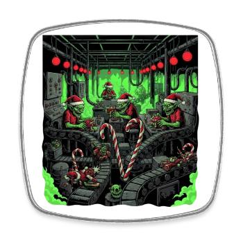 Creepy Zombie Christmas Elf Gothic Horror Desig - Square fridge magnet - white - Front